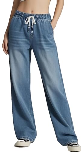 SperLucky Jeans for Women High Waisted Straight Leg Stretchy Jeans Loose Wide Leg Denim Pants