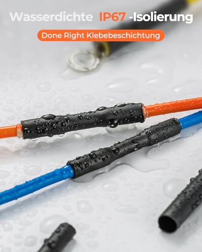 Eventronic 400 Stück Schrumpfschlauch Set, 3:1 Schrumpfung, IP65 Wasserdicht Schrumpfschlauch mit Kleber, Insgesamt 40,5 m, Ideal für Elektrische Isolierung und Drahtverbinder, Niemals Verblassen