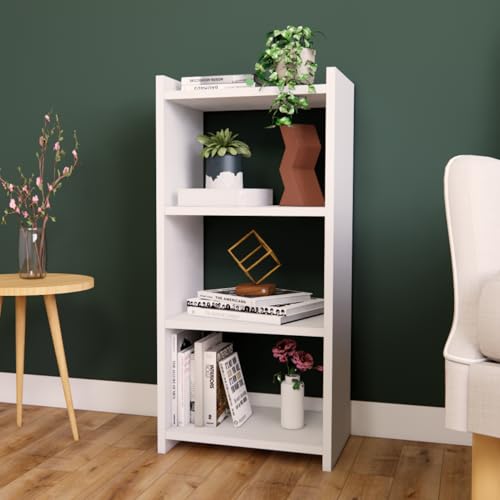 Image of ECOLINE Book Shelf for Home Library with Assembly | Laminated Engineered Wood Storage Rack for Living Room, Office, Kitchen, Bedroom (White, 3 Layer)