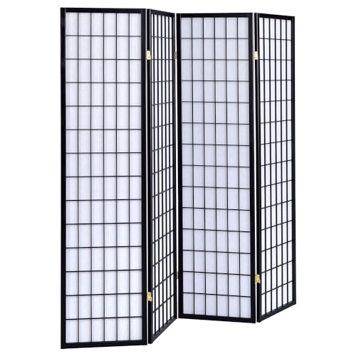 4-Panel Folding Screen Black and White 4624