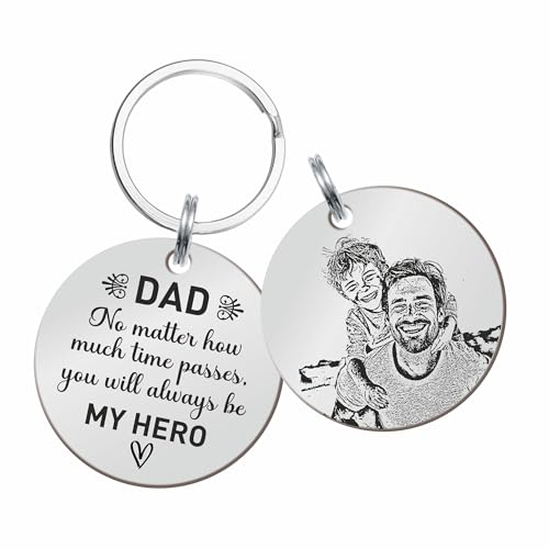 Image of Father's Day Gifts, Dad Birthday Gifts from Daughter Personalised Daddy Photo Keyring - The Moment You Became My Daddy | Personalised New Born Baby Gift