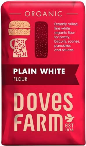 Doves Farm Organic Plain White Flour 1kg - Premium Quality, Unbleached, Ideal for Baking and Cooking