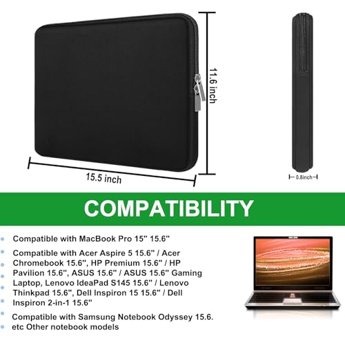 Funda para portátil 15.6 pulgadas, negra, neopreno miniatura 5