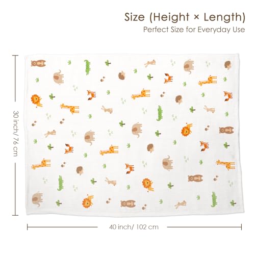 Image of Animal Baby Blankets for Boys Girls, Soft Nursery Minky Blankets with Muslin and Dotted Fleece Back 30x40 inches, Receiving Bed Quilt for Newborn, Infants, Toddlers