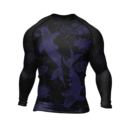 Koi Fish Jiu Jitsu Rash Guards Men's Long Sleeve Rash Guard Compression Shirt for MMA BJJ Jiu Jitsu Grappling2