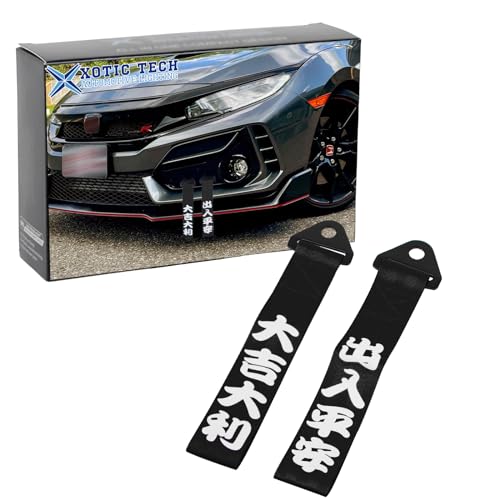 Xotic Tech Tow Strap JDM Sports Black Racing Tow Strap Car Modification Decorative Trailer Belt Personalized with Chinese Slogan Fit for Rear Front Bumper (Good Luck/Safe Trip Wherever You go)