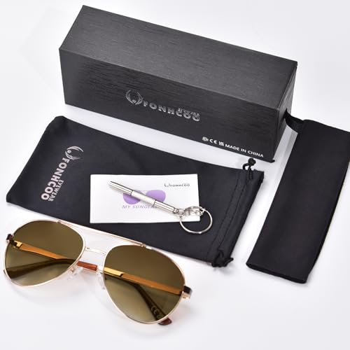 FONHCOO Retro Trendy Aviator Sunglasses for Women Classic Shades Double Bridge Sun Glasses UV400 Protection Lens4