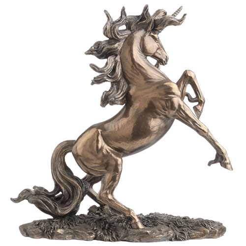 Escultura de unicornio en resina con acabado bronce miniatura 6