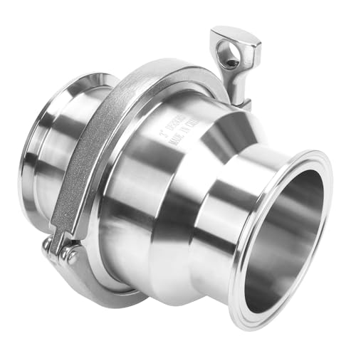DERNORD Sanitary Check Valve - One Way Flow - 3" Tri Clamp Style, Stainless Steel 304, FKM Gasket