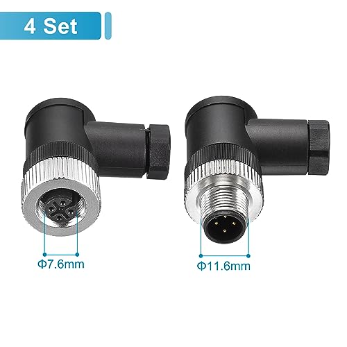 MECCANIXITY Conector M12 4 Pin Macho y Hembra Pack 4 miniatura 2