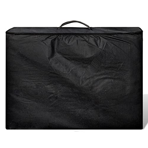 LNJXTVCQ Camilla de masaje plegable de 2 zonas con estructura de madera, banco de masaje portátil de altura ajustable para fisioterapia y bienestar con bolsa de transporte, color negro