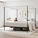 VEVOR Canopy Bed Frame King Size, Metal Canopy Bed with Four Posters Design, Heavy Duty Steel Slats Support, Underbed Storage Space, No Box Spring Needed, Easy Assembly, Black