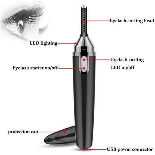 Heated Eyelash Curler, Electric Eyelash Curler, Curled Eyelashes Painless Curved Beauty Make Up Tool, Quick Heating Long Lasting USB Rechargeable Natural