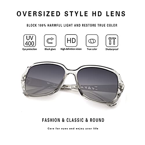 ANDOILT Oversized Polarized Sunglasses for Women Sparkling Composite Frame Classic Ladies Shades4