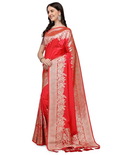 Image of Mehrang Cotton Banarasi Silk Saree for Women With Unstitched Blouse Piece