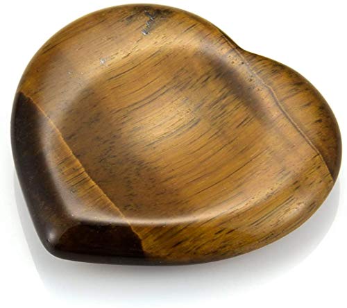 CrystalTears Tiger Eye Thumb Worry Stone Polished Tumbled Heart Pocket Palm Stone Chakra Healing Crystal Therapy Geometry