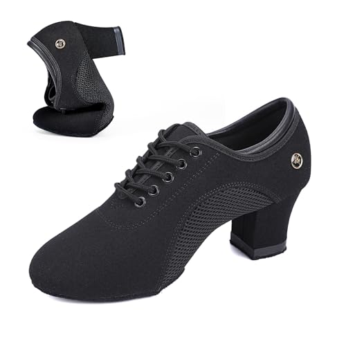 Topratting Womens Ballroom Dance Shoes 1.5 in/2 in Lace-Up Womens Latin Dance Shoes Suitable for Salsa Ballroom Modern Rhythm Jazz Banquets Teaching Practice Professional Performance