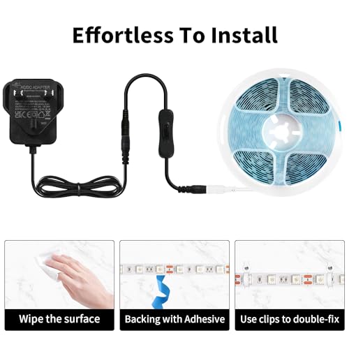 iNextStation 5M Blue LED Strip Lights, 300 LEDs SMD5050 Cuttable Tape Lights with Plug - Image 3