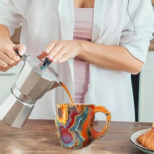 Taza de café de resina diseño cristal mineral rojo volcánico miniatura 2