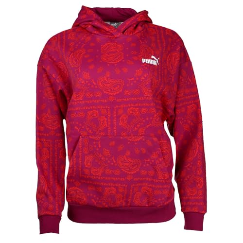 PUMA Womens Essentials Paisley Hoodie Athletic Outerwear Casual - Pink - Size XS
