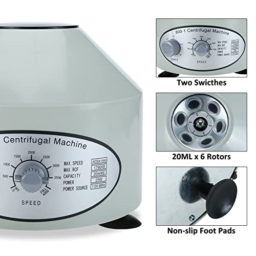 Norjin Electric Lab Laboratory Centrifuge Machine With Speed Control And Timer, Lab Benchtop Centrifuges Ac 110V Capacity 6 X 20Ml Max 4000 Rpm #TOP4