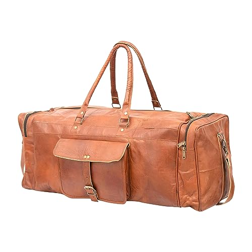 Shy Shy Let's Touch The Sky leather duffle bag large 24-inch travel duffle overnight weekender leather bag for men and women