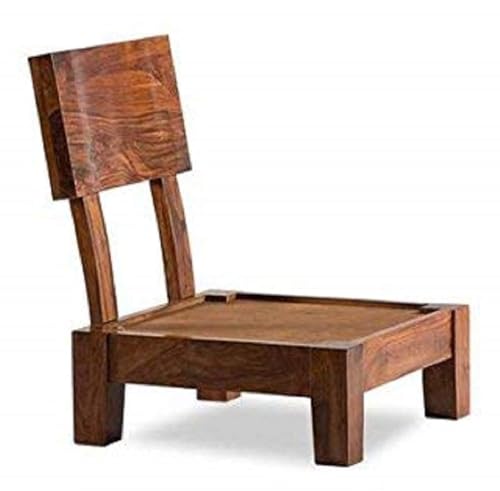 Image of Sheesham Wood Multipurpose Curved Low 1 Seater Sofa Chair for Living Room Bedroom Home Wooden Furniture