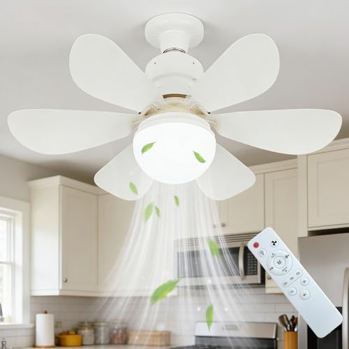 Ventilador de techo con iluminación, lámpara de techo LED con ventilador y mando a distancia, 40 W, 3 velocidades, 3 modos de intensidad regulable, función de temporizador, para dormitorio, salón