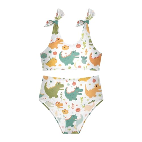 KLL Cute Cartoon Crocodile Alligator Girl 2 Piece Bikini Sets Beach Swimsuits Swimming Suits Cute Shoulder Strap3