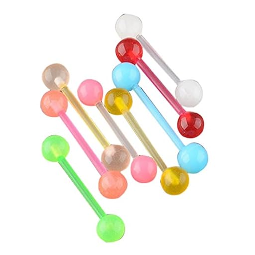 bismarckbeer 7 piezas luminosas de nariz para la lengua, barras de piercing para el cuerpo, bolas de color aleatorio | Ya disponible en tu tienda friki favorita! En mundofriki.es!