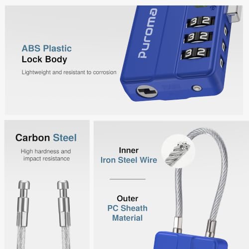 Image of Puroma 4 Pack TSA Locks for Luggage Lightweight 4-Digit Code Padlock Blue