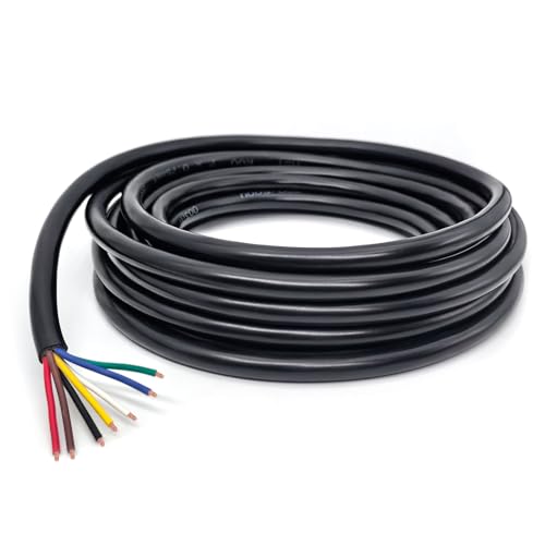 YOYOCOOL Câble à 7 Fils 5 m, 7 conducteurs 0,5 mm² Faisceau de remorque 7 Broches pour câblage l'éclairage Voiture et de Moto