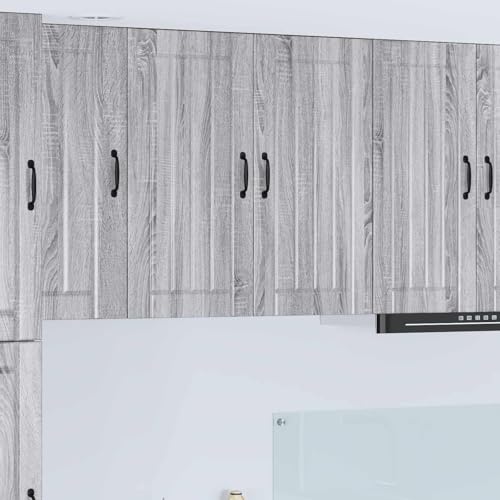 Teenpull Grey Sonoma Engineered Wood Kitchen Cabinet, 80x31x80 cm Modern Pantry Buffet Sideboard Unit, Durable Storage Solution for Home Organization