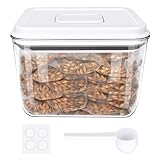 FACIACC 保存容器 密閉容器1100ml キャニスター 高気密性 PET ポップコンテナタワー キッチン 収納 調味料 茶葉 紅茶 麦茶 入れ 酸化防止 プラスチック 密封 冷蔵庫 湿気防止 抗菌 スプーン付き BPAフリー ホワイト