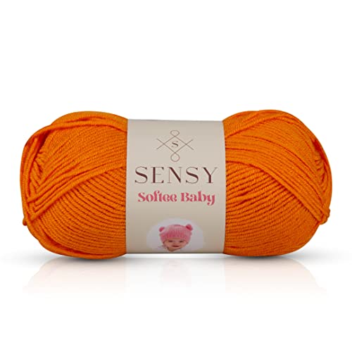 Sensy Softee Baby Yarn 3.5 oz 275 Yards Gauge 3 Light (Orange Peel)