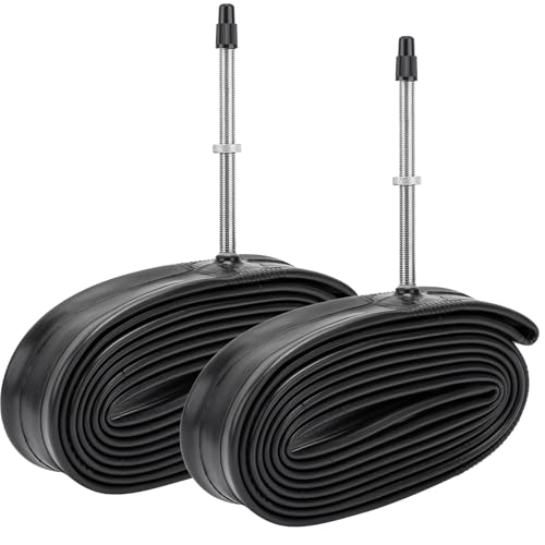 YunSCM 2本,700 28c チューブ,仏式ロングバルブ80mm,700x25/32c 自転車チューブ,適用 700x25c/700x28c/700x30c/700x32c ロードバイク,G-296