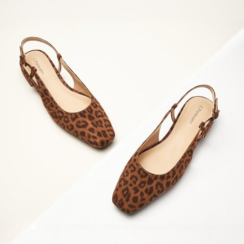 C.Paravano Women's Square Toe Slingback Flats Ankle Strap Casual Shoes Slip-On Sandals Comfortable Flats for Daily Wear3