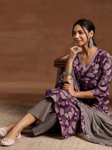 Image of Libas Printed Cotton Straight Kurta With Trouser and Dupatta