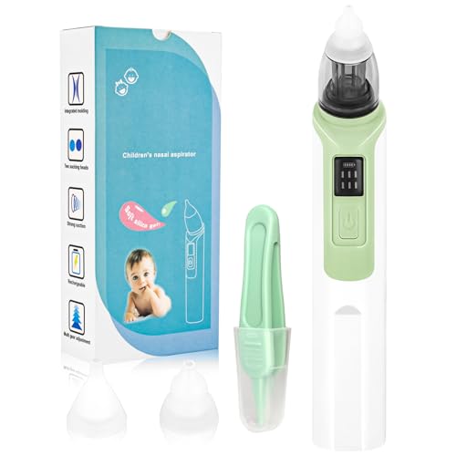 Image of Nasal Aspirator for Baby Electric Nose Aspirator for Toddler Baby Nose Aspirator Adjustable 6 Levels of Suction Automatic Nose Cleaner with 2 Size Nozzles 1 Clip for Newborns and Infants (Green)