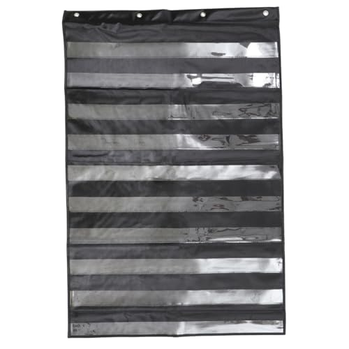 Poche murale suspendue FONDOTIN à 10 poches transparentes en polyester noir pour classe