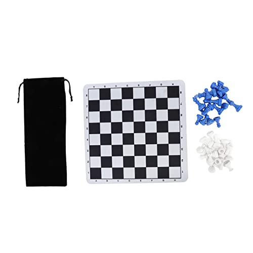 Chessmen International Chess Pieces Premium PS Material Complete Set Compact Portable Chess Game for Family Party Travel Camping Leisure Entertainment King Height 1.89in (Blue White)