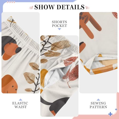 ZZXXB Autumn Dog Leaves Boys Long Pants Soft Trousers Elastic Waist Kids Lounge Bottoms with Pockets S-XL4