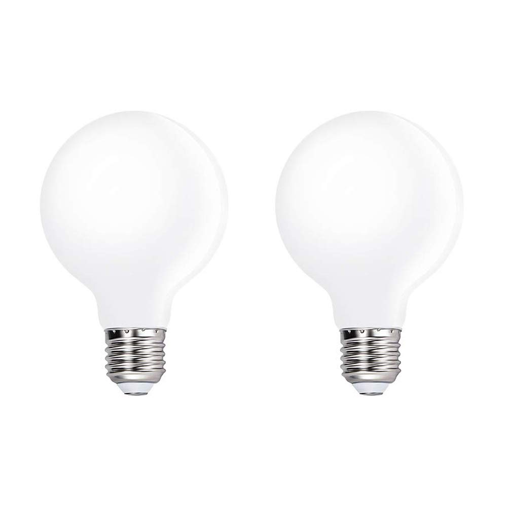 HUAMu LED E27 Edison Screw Globe G80 Bulb 4W, Equivalent 40W, Milky White, 6000K Cold White, 400 Lumen, 360° Beam Angle, Not Dimmable, Pack of 2