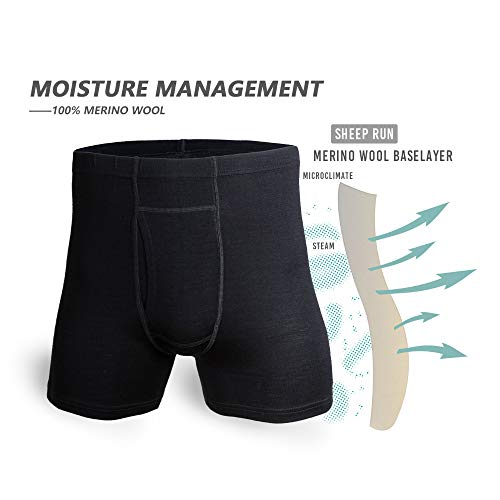 SHEEP RUN Men's Merino Wool Boxer Briefs Hiking Running Workout Wicking Breathable Underwear2
