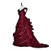 Fortunehouse Women's Gothic Victorian Bustle Wedding Gown Renaissance Vintage Long Dress Steampunk Ball Gowns Evening Dress Costume, Red, Small