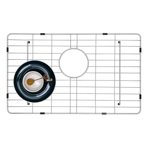 ROVATE 23 x 18 Inches 304 Stainless Steel Sink Grid and Protectors for Bottom of Kitchen Sink, Kitchen Sink Grate with Rear Drain, Kitchen Sink Rack for Single Sink Bowl Cover
