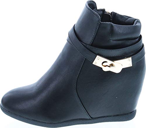 Cici-9 Womens Comfy Almond Toe Platform Hidden Wedge Ankle Bootie2