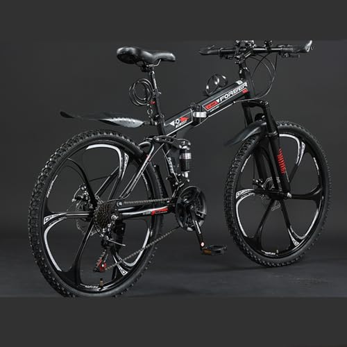 Wmmner Bicicleta Plegable de 26 Pulgadas de Acero Al Carbono para Adultos, Mujeres Y Hombres, con Amortiguación, para Todo Terreno Y Velocidad, Bicicleta de Montaña/B/21 Velocidades