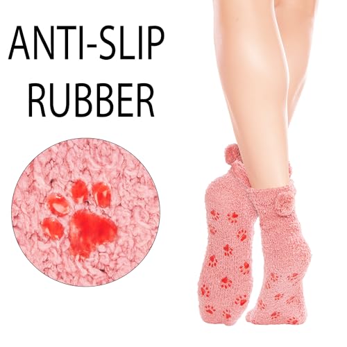 Image of Violet Mist Women Funny Fuzzy Bunny Socks Cute Rabbit Fluffy Non-slip Grip Socks Warm Slipper Sock Easter Gifts Girls