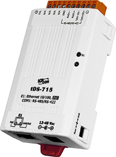 ICP DAS TDS-715 Tiny Serial-to-Ethernet Device Server with Power-Over-Ethernet Function and 1 RS-422/485 Port, DIN Rail Mountable